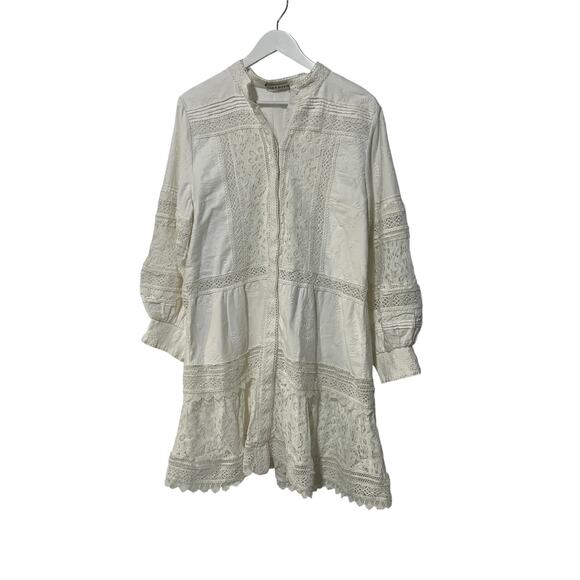 ALICE AND OLIVIA XLARGE CALIN TIERED LACE MINI DRESS OFF WHITE MSRP $495 - Picture 5 of 16